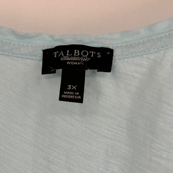 Talbots Light Blue Sleeveless Ruched Women's Tank Top size 3X  cotton - Picture 3 of 8